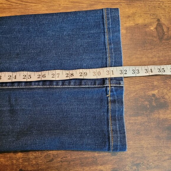 GAP 1969 Jeans Womens 31 R Wide Leg Flare Mid Rise Medium Dark Wash Stretch - Picture 8 of 10
